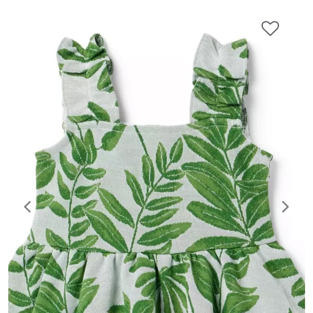 New with tags Janie and Jack floral jacquard palm green and white leaf dress - Picture 2 of 5